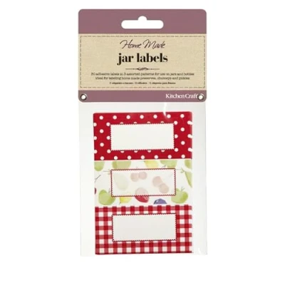 Afbeelding van KitchenCraft etiketten voor jampotten, rood, wit, 30 stuks