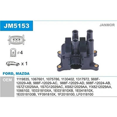 Afbeelding van JANMOR JM5153 Bobine FORD: FIESTA 5, KA Hatchback, Focus Mk1 MAZDA: 2 Hatchback