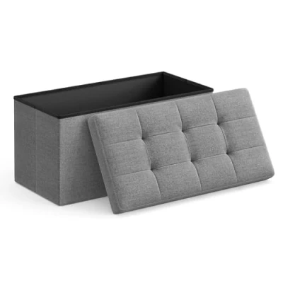 Image de SONGMICS Banc de Rangement, Pouf Pliable, 38 x 110 cm, Bout Lit, Repose pieds, Coffre Charge jusqu&#039;à 300 kg, pour Salon, Chambre, Entrée, Gris Foncé LSF77K