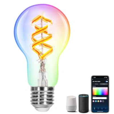 Afbeelding van Aigostar Alexa aangesloten gloeilamp, RGBW ledlamp, 4,9 W, 420 lm, WIFI A60, 2700 K, slimme lamp, compatibel met en Google Home, vintage E27 warm 1 stuk