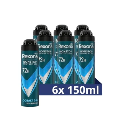 Afbeelding van Rexona Men Nonstop Protection 6 x 150 ml anti transpirant spray met 72 uur bescherming tegen zweet en lichaamsgeur