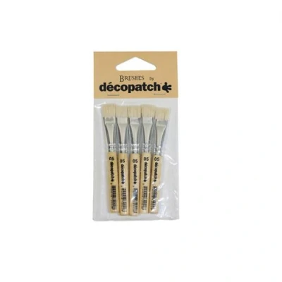 Image de Lot de 5 petits pinceaux plats en soie porc Décopatch