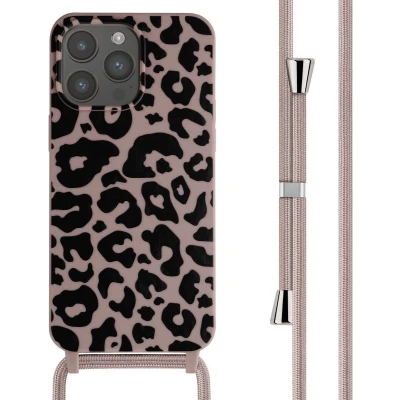 Afbeelding van iMoshion hoesje Geschikt voor iPhone 15 Pro Max met koord Siliconen roze