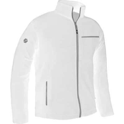 Afbeelding van ACE Fleecejack voor heren, warme outdoorjas zonder capuchon, doorlopende ritssluiting en drie zakken, Wit.