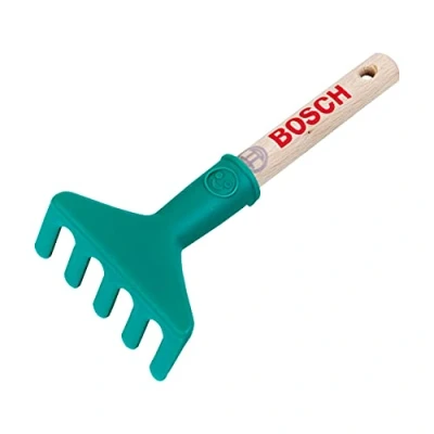 Afbeelding van Klein Toys Bosch tuin handhark 17,5x8,5x4 cm incl. houten handvat en ophangoog groen