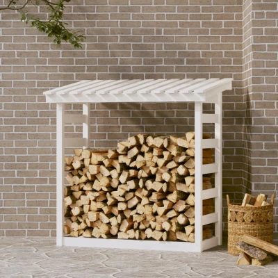 Afbeelding van Haardhoutrek 108x64,5x110 cm massief grenenhout wit