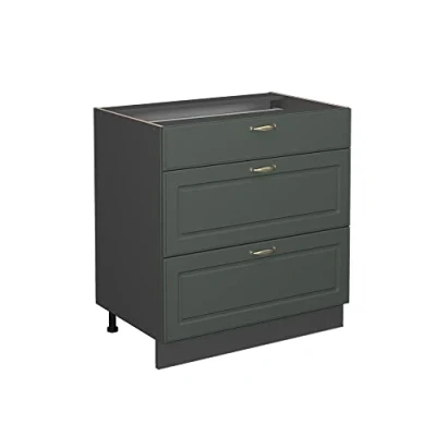 Afbeelding van Vicco Keukenonderkast Fame Line, Groen Goud Landhuis/Antraciet, 80 cm met 3 laden, zonder werkblad