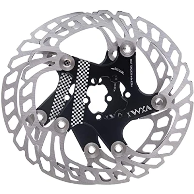 Afbeelding van YBEKI fiets schijfrem rotor 140 mm 160 180 203 met 12 bouten voor racefiets mountainbike BMX van roestvrij staal (zwart, mm)