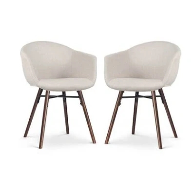 Afbeelding van Nolon Nena Otis Eetkamerstoel beige walnoot houten onderstel set van 2