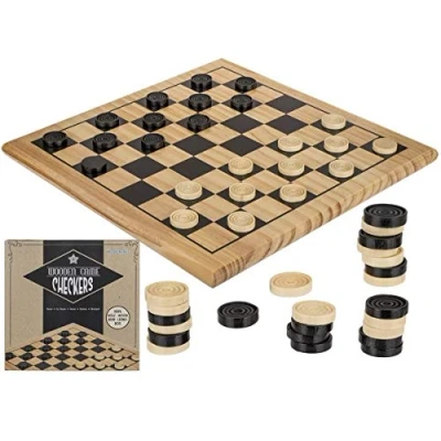 Afbeelding van Houten damspel met damstukken en bord 28 x cm Denkspellen Dammen