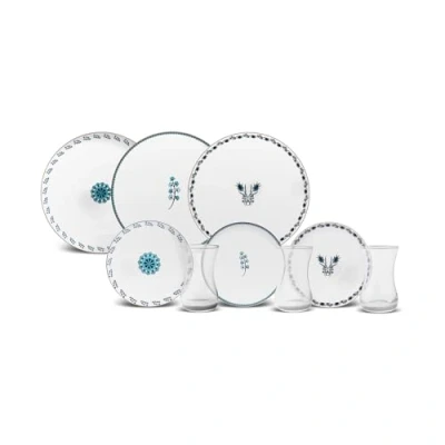 Afbeelding van Karaca İznik Dessertservies voor 6 personen, 18 delig, elegant servies heerlijke desserts