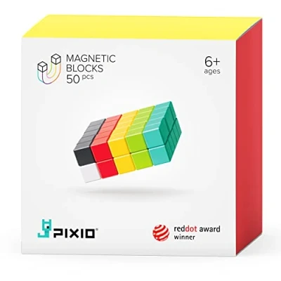 Afbeelding van Bizak Pixio 50 optimale magneetblokjes 8 mm aan elke kant voor het bouwen van elk figuur of object, optimaal geschikt, aanbevolen kinderen vanaf 6 jaar (64240101)