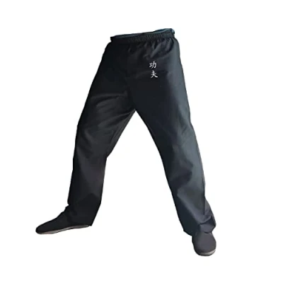 Afbeelding van TA0 Kung Fu broek vechtsporten zwarte kimono heren en dames katoen 100%, Zwart