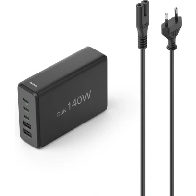 Afbeelding van Hama Laadstation 5 poorten, GaN, snellader, 3xUSB C, 2xUSB A, PD, 140 W, SW (140 W), USB lader, Zwart