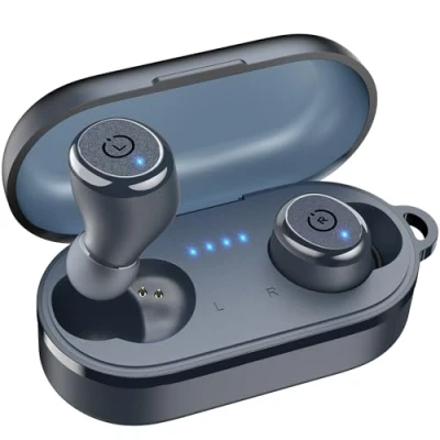 Afbeelding van TOZO T10 Bluetooth hoofdtelefoon met 55 uur looptijd draadloze oplaadbox, app Customize 16 EQ, ergonomisch design IPX8, waterdichte krachtig geluid voor sport, werk, studie