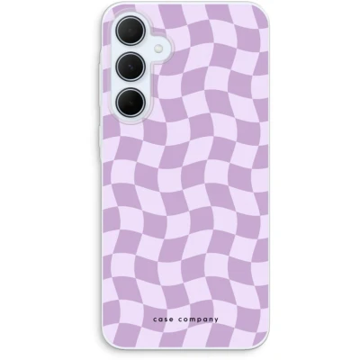 Afbeelding van Case Company® hoesje geschikt voor Samsung Galaxy A35 Grid Paars Soft Cover Telefoonhoesje Bescherming aan alle Kanten en Schermrand
