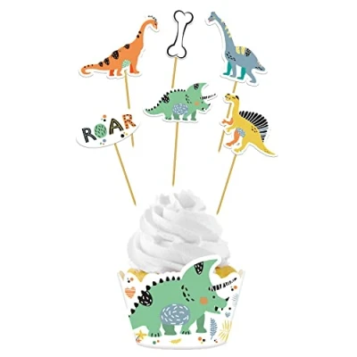 Afbeelding van Folat Cupcake decoratie set Dino Roars