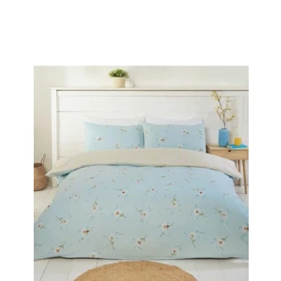 Afbeelding van So Soft dekbedovertrek Daisy blauw blended katoen 1 persoons 135x200 + 50x75cm