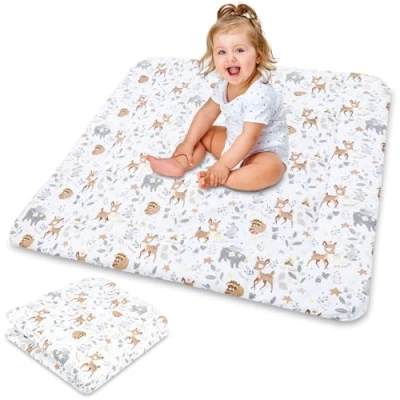 Afbeelding van Kruipmat voor babykamer, vloermatras kinderen, om te spelen in het park, tapijt van katoen en dik baby&#039;s 100 cm, hert