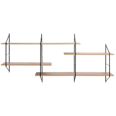 Afbeelding van Wandrek Newton met 4 legplanken eik/zwart
