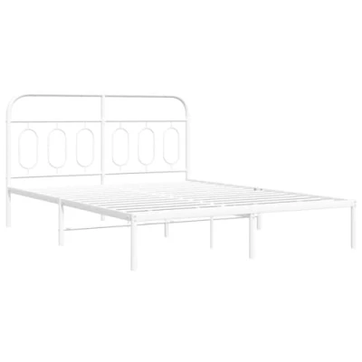 Afbeelding van Bedframe met hoofdbord metaal wit 140x190 cm