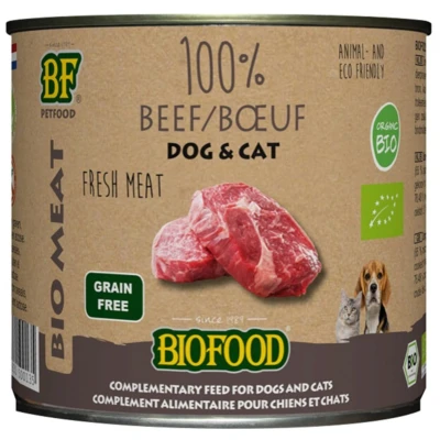 Afbeelding van 12x BF Petfood Biofood Organic Hond en Kat 100% Rund 200 gr