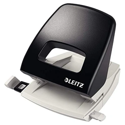 Afbeelding van Leitz NeXXt perforator, tot 25 vellen, zwart, metaal, geleiderail met markeringen, 50050095