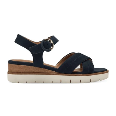 Afbeelding van Tamaris Sandalen met plateauzool, Dames, Maat: 38, Navy Leer