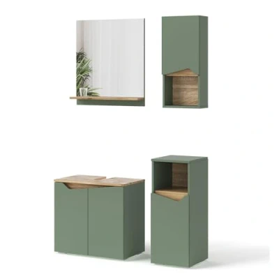 Afbeelding van Vicco Badkamermeubelset Marelle, Groen/Kunstzinnig, 4 Teile