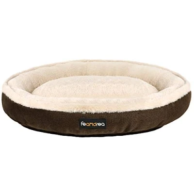 Afbeelding van FEANDREA Hondenbed, kattenbed, rond, Ø 75 cm, bruin PGW075C01