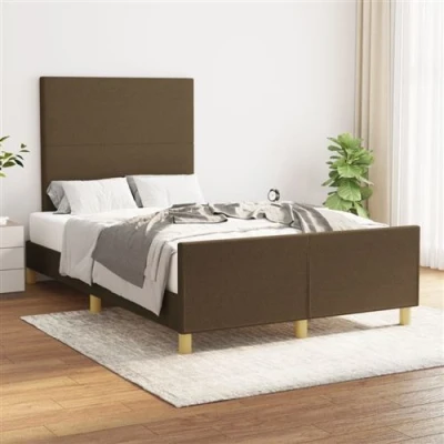 Afbeelding van vidaXL Bedframe met hoofdbord stof donkerbruin 120x200 cm