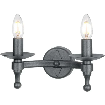 Afbeelding van Elstead Lighting LED Wandlamp Warwick 2X E14 Max 60W Graphite Black