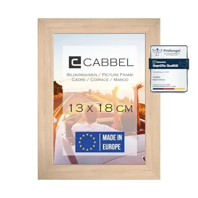 Afbeelding van CABBEL Fotolijst 13 x 18 cm, stabiele mdf houten lijst, onbreekbaar plexiglas, om op te hangen of neer zetten, ideaal voor foto&#039;s/collage