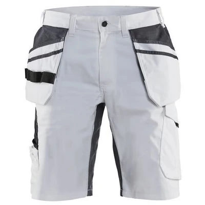Image de Short peintre stretch blanc/gris foncé