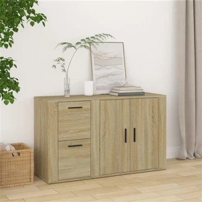 Afbeelding van Dressoir 100x33x59,5 cm bewerkt hout sonoma eikenkleurig