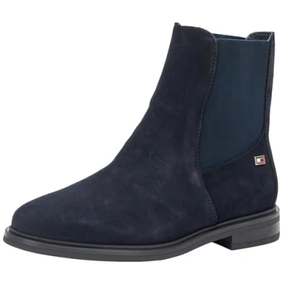 Afbeelding van Tommy Hilfiger FLAG LOW Chelsea Korte laarzen, Dames, Maat: 37, Space blue Veloursleer