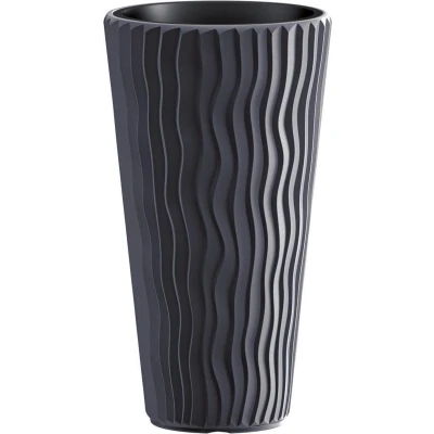 Afbeelding van Bloempot Buiten Hoog Rond Sandy Slim 40cm ANTRACIET Prosperplast