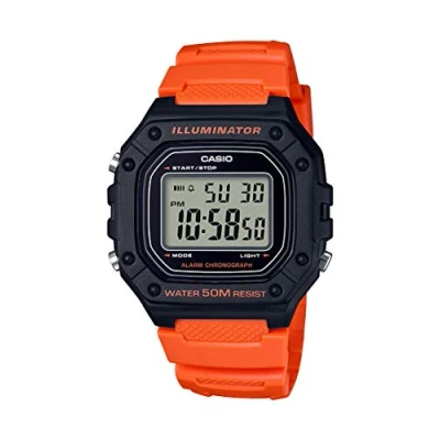 Afbeelding van Casio Herenhorloge met klassiek digitaal display W 218H 1AVCF zwart, Oranje/Zwart, kwartshorloge