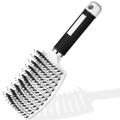 Image de Brosse Cheveux Démélant Femme bouclés enfants anti frisottis Tous Afro Séchage Longs Epais Fins demelante brosses secs peigne femmes ondules Sanglier enfant humides lisser (Blanc)
