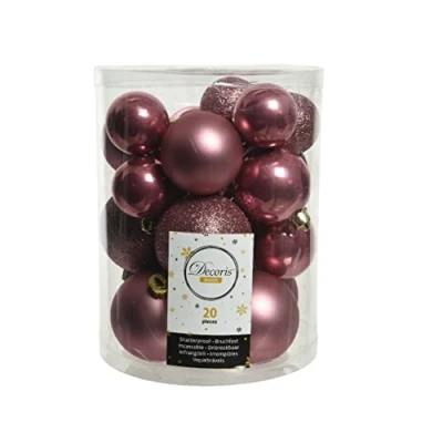 Afbeelding van Kaemingk 20 kerstballen kunststof 4 6 cm x roze fluweel