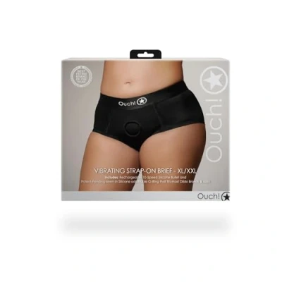 Afbeelding van Shots Ouch! OU826BLKXLXXL1 Vibrating Strap on Brief Black XL/XXL