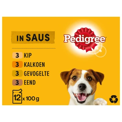 Afbeelding van Pedigree Maaltijdzakjes Adult Poultry Selection Multipack Hondenvoer Gevogelte 12x100 g