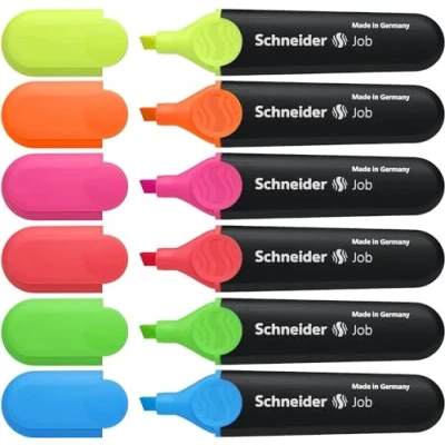 Afbeelding van Schneider markeerstift Job 150, etui van 6 stuks in geassorteerde kleuren