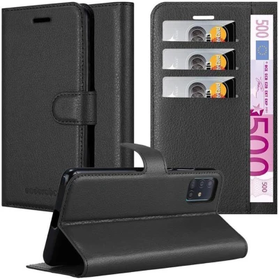 Afbeelding van Cadorabo Hoesje geschikt voor Samsung Galaxy A51 5G in PHANTOM ZWART Beschermhoes met magnetische sluiting, standfunctie en kaartvakje Book Case Cover Etui