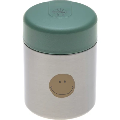 Afbeelding van Lässig bewaarbakje food jar voor babyvoeding (isothermisch bewaarpotje) Happy Rascals Smile green
