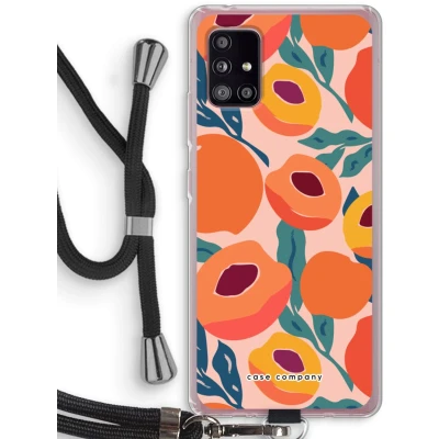 Afbeelding van Case Company® hoesje met Koord geschikt voor Samsung Galaxy A51 5G Perzik Telefoonhoesje Zwart Bescherming aan alle Kanten en Over de Schermrand