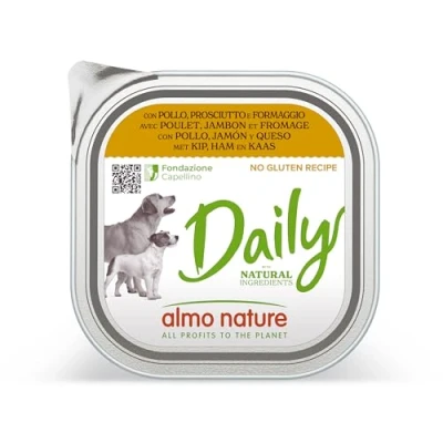 Afbeelding van 9x300g Almo Nature Daily met kip, ham en kaas hondenvoer nat