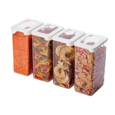 Afbeelding van SmartStore Set van 4 vershouddozen 1,6 liter 20% biologisch kunststof met deksel BPA vrij vaatwasmachinebestendig stapelbare opbergdozen voor de keuken 12,5 x 9
