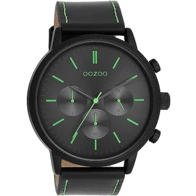Afbeelding van OOZOO Timepieces zwarte horloge met leren band C11208