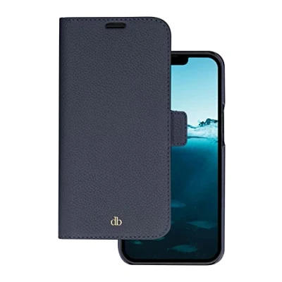 Image de dbramante1928 New York Étui à rabat pour téléphone portable cuir durable pleine fleur grainé bleu Pacifique Apple iPhone 14 Pro